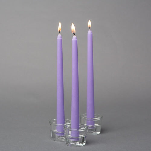 Pack of 12 lavender light purple taper Candles wedding decor 10