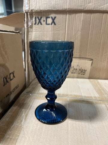 Blue Color diamond drinking Glass drinkware cup goblet