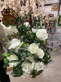 Artificial Flower Rose Hydrangea Arrangement Cream white olive New