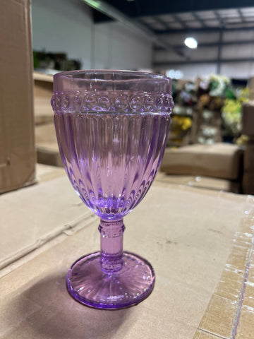 Purple Color Striped drinking Glass drinkware cup goblet