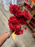 Artificial Flower Rose Bunch 9 head Red