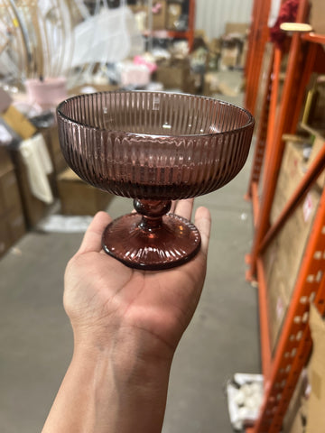 Purple Vintage striped coupe cocktail drinking Glass crystal look