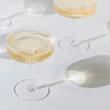 Clear Striped drinking Glass margarita thin glass drinkware ribbed coupe