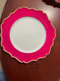 13" Acrylic flower Charger Plate-Hot Pink/gld