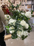 Artificial Flower Rose Hydrangea Arrangement Cream white olive New