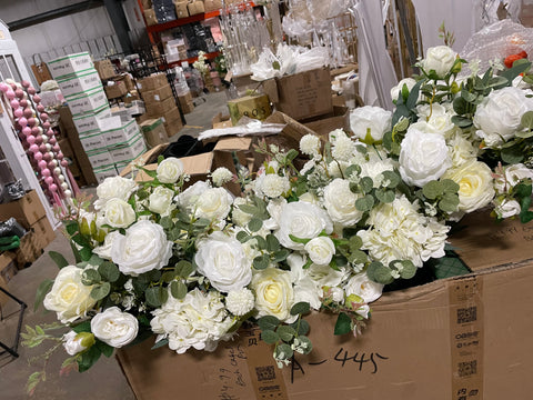 New white Table Runner Artificial Flower Rose Hydrangea Arrangement