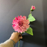 New Hot Pink Dahlia spray(1 head and 1 bud )