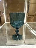 Blue Color thin Striped drinking Glass drinkware cup goblet