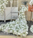 2.3 m Peacock Premade Rose babys breath Arrangement Cream white