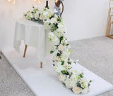 White snd champagne 2 meter Table Runner Rose Hydrangea Arrangement red also available