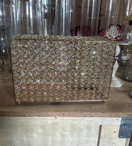 Gold crystal beaded Card box money box