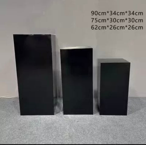 Black set of 3 metal stand Pillar plinth