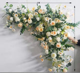 Backdrop Triangle Swag Artificial Flower Arrangement green and white/Cream