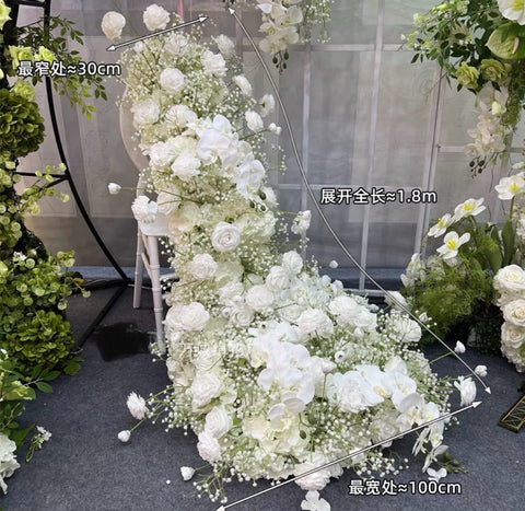 Small 1.8 m Peacock Premade Rose babys breath Arrangement Cream white