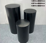 White set of 3 metal stand Pillar plinth round