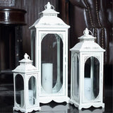 Small White metal Lantern (S) 13.75”