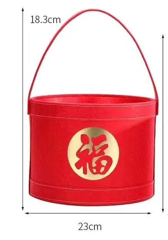 Red chinese new year fortune cardboard Box round cylinder