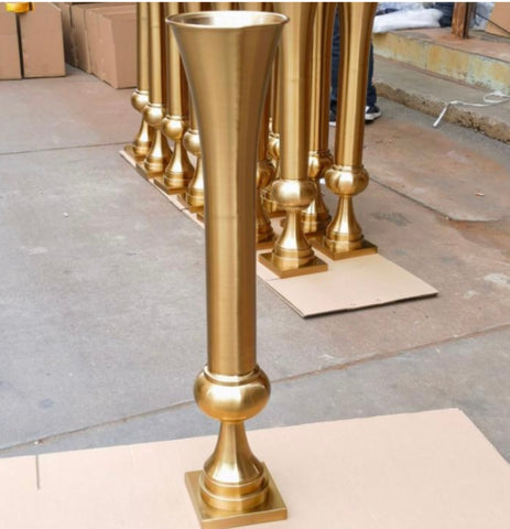 40” GOLD metal vase stand vintage