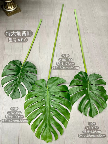 Giant Jumbo GREEN TROPICAL PALM monstera (S) LEAF ARTIFICIAL Greenery