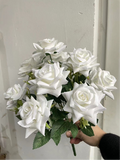 New 11 head white pointy rose bunch