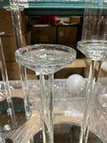 CRYSTAL pillar CANDLeholder set 8 head on round dish