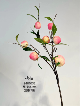 Peach branch with leaf Artificial Fruit Spray