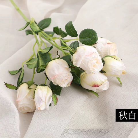 Dried Rose feel Artificial Single Stem Rose (white)