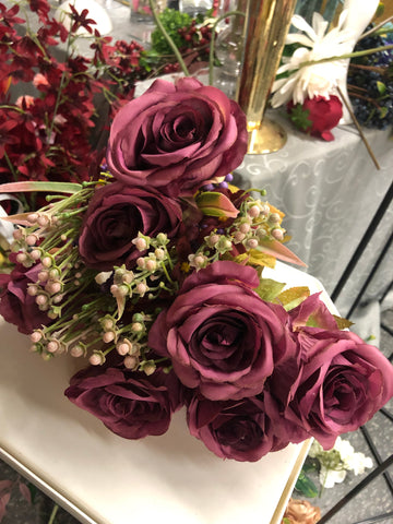 Wine color burgundy ROSE BUNCH With fillers