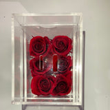 Preserved Rose in Acrylic Ring Box Red(box of 6 roses)