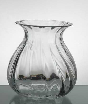 Classy Small Bud vase with ripple 7”h - Richview Glass Wedding Supplies